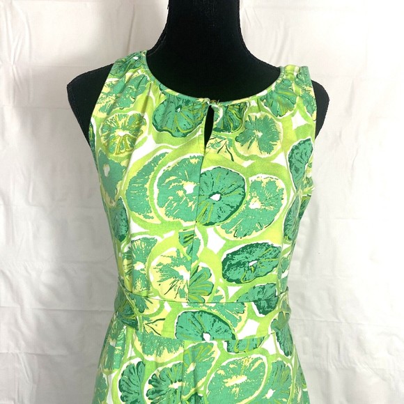 Lands End Green Floral Pullover Knit Tank Dress Womens Size 6-8 - Picture 3 of 8